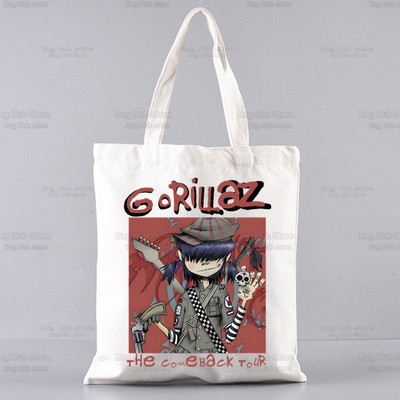 Gorillaz Modern Music Band Cartoon Ulzzang Shopper Bag Print Canvas Tote Bag Ručne torbe Ženska torba Harajuku Torbe na rame