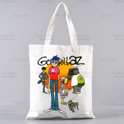 Gorillaz Modern Music Band Cartoon Ulzzang Shopper Bag Print Canvas Tote Bag Ručne torbe Ženska torba Harajuku Torbe na rame