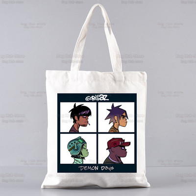 Gorillaz Modern Music Band Cartoon Ulzzang Shopper Bag Print Canvas Tote Bag Ručne torbe Ženska torba Harajuku Torbe na rame