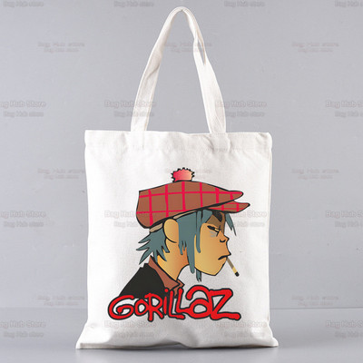 Gorillaz Modern Music Band Cartoon Ulzzang Shopper Bag Print Canvas Tote Bag Ručne torbe Ženska torba Harajuku Torbe na rame