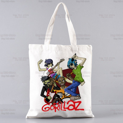 Gorillaz Modern Music Band Cartoon Ulzzang Shopper Bag Print Canvas Tote Bag Ručne torbe Ženska torba Harajuku Torbe na rame