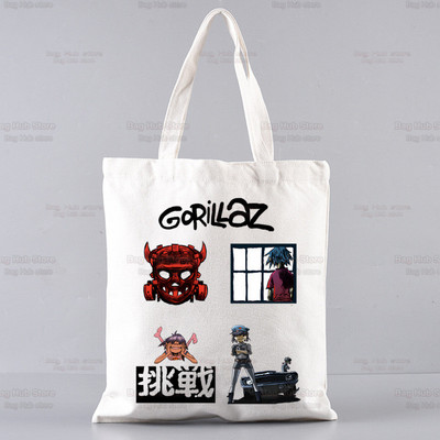 Gorillaz Modern Music Band Cartoon Ulzzang Shopper Bag Print Canvas Tote Bag Ručne torbe Ženska torba Harajuku Torbe na rame