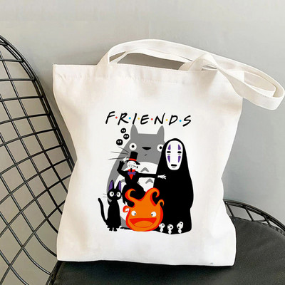 Dámska taška Totoro Tote Bag, plátené tašky s motívom Unesenej cesty, nákupné tašky Miyazaki Hayao, skladacia taška cez rameno KiKi Anime z 90. rokov