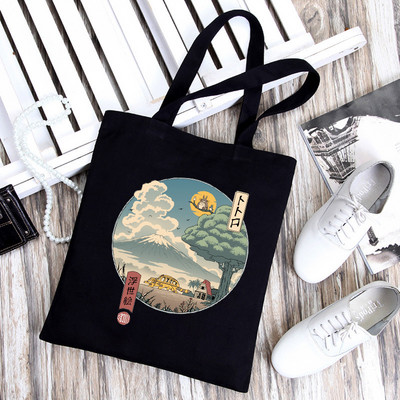 Dámska taška Totoro Tote Bag, plátené tašky s motívom Unesenej cesty, nákupné tašky Miyazaki Hayao, skladacia taška cez rameno KiKi Anime z 90. rokov