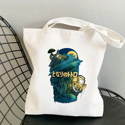 Dámska taška Totoro Tote Bag, plátené tašky s motívom Unesenej cesty, nákupné tašky Miyazaki Hayao, skladacia taška cez rameno KiKi Anime z 90. rokov