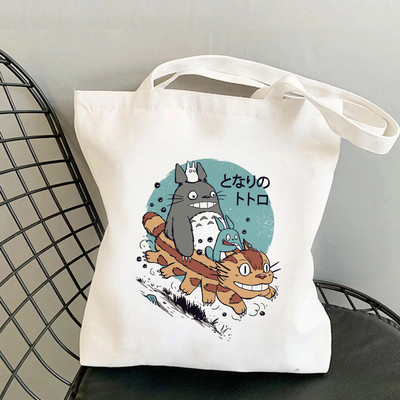 Dámska taška Totoro Tote Bag, plátené tašky s motívom Unesenej cesty, nákupné tašky Miyazaki Hayao, skladacia taška cez rameno KiKi Anime z 90. rokov