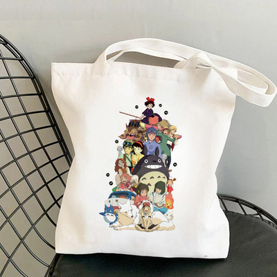 Dámska taška Totoro Tote Bag, plátené tašky s motívom Unesenej cesty, nákupné tašky Miyazaki Hayao, skladacia taška cez rameno KiKi Anime z 90. rokov