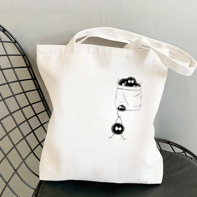 Dámska taška Totoro Tote Bag, plátené tašky s motívom Unesenej cesty, nákupné tašky Miyazaki Hayao, skladacia taška cez rameno KiKi Anime z 90. rokov
