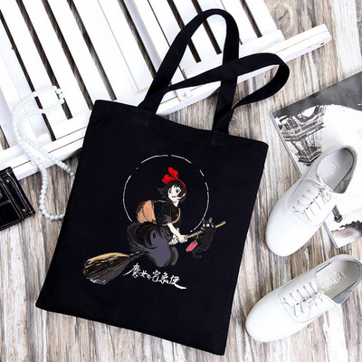 Dámska taška Totoro Tote Bag, plátené tašky s motívom Unesenej cesty, nákupné tašky Miyazaki Hayao, skladacia taška cez rameno KiKi Anime z 90. rokov