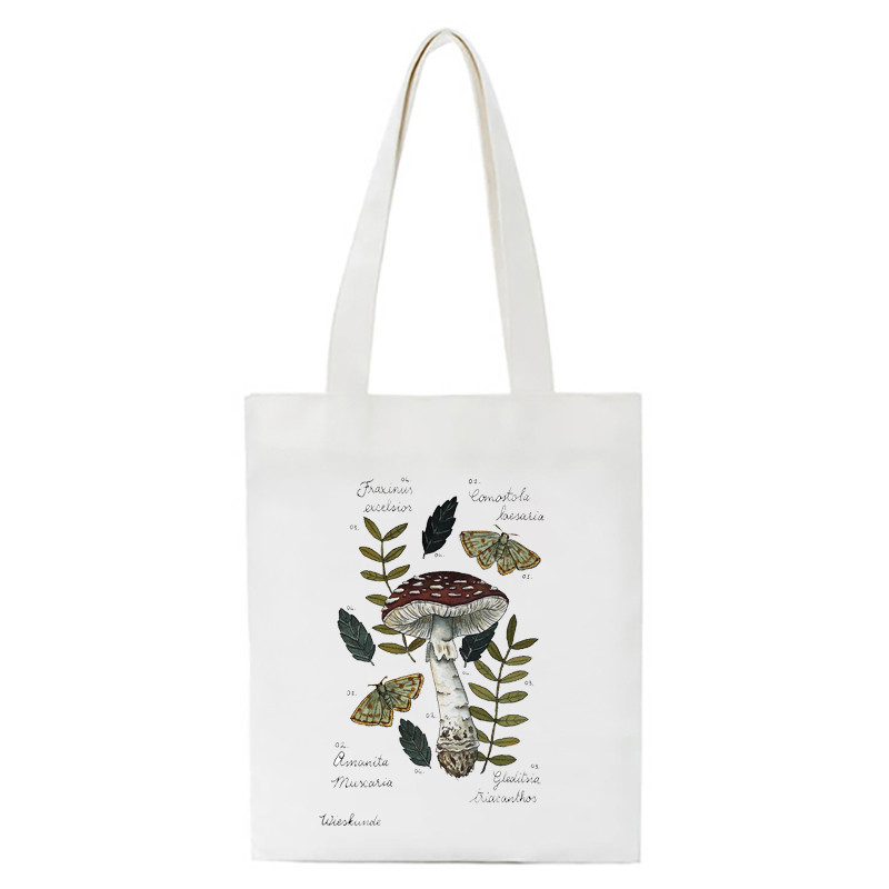 Torba na rame s gljivama Platnena torba Harajuku Shopper Bag Moda Casual Ljetne torbe na rame Tote Shopper Bag Border Collie