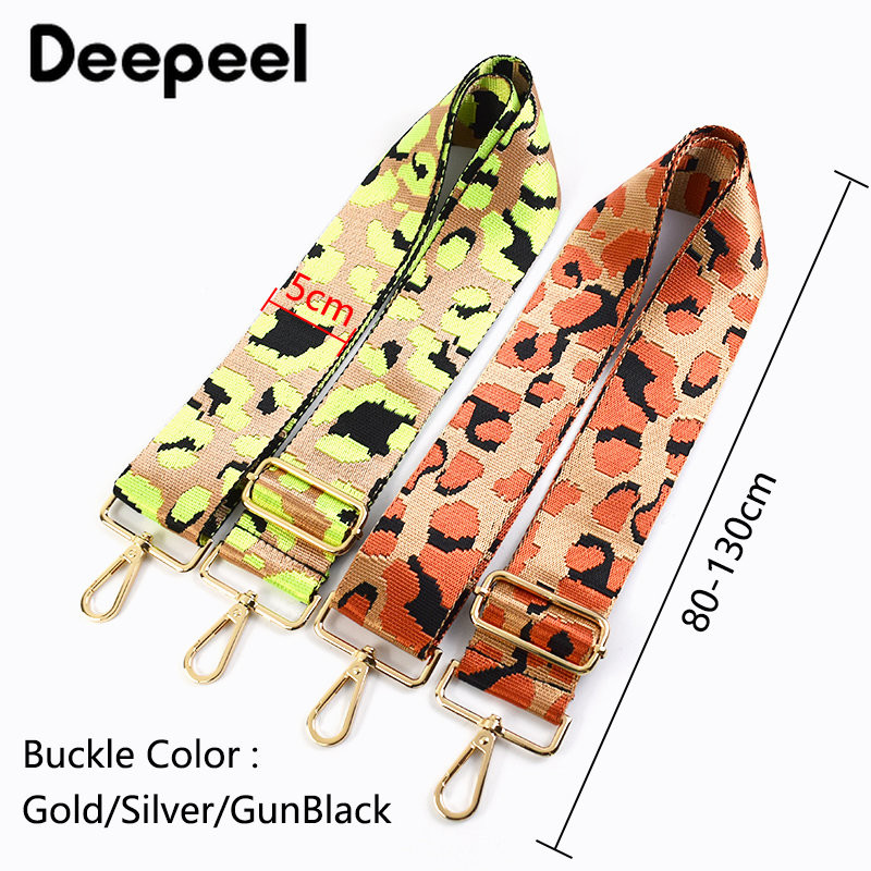 Deepeel 5 cm platas, krāsainas leoparda somas, siksniņa 80–130 cm, regulējams plecu šķērsgriezums, sieviešu rokassomas, nomaiņas somas piederumi