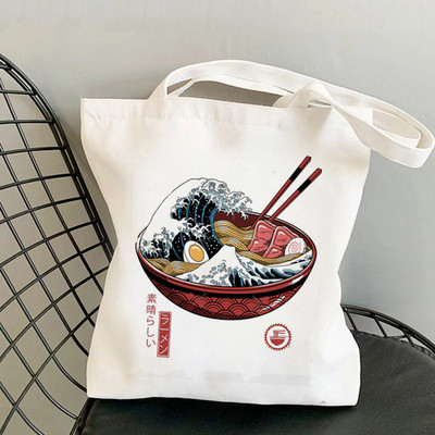 Nákupná kabelka The Great Wave of Kanagawa s potlačou pre ženy, Harajuku, dievčenská nákupná taška cez rameno, plátená taška pre ženy