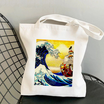 Nákupná kabelka The Great Wave of Kanagawa s potlačou pre ženy, Harajuku, dievčenská nákupná taška cez rameno, plátená taška pre ženy