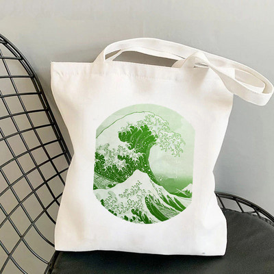 Nákupná kabelka The Great Wave of Kanagawa s potlačou pre ženy, Harajuku, dievčenská nákupná taška cez rameno, plátená taška pre ženy