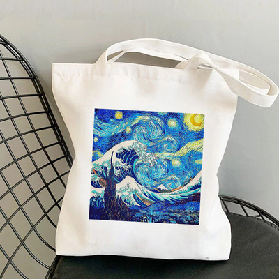 Nákupná kabelka The Great Wave of Kanagawa s potlačou pre ženy, Harajuku, dievčenská nákupná taška cez rameno, plátená taška pre ženy