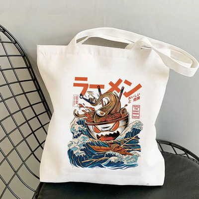 Nákupná kabelka The Great Wave of Kanagawa s potlačou pre ženy, Harajuku, dievčenská nákupná taška cez rameno, plátená taška pre ženy