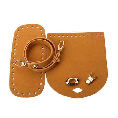 3 vnt / rinkinys Dirbtinės odos pečių krepšys, skirtas pasidaryti kuprinės priedams, apatinis dirželis, austinis krepšio rinkinys Rankų darbo krepšys, nertas krepšys, peties dirželis