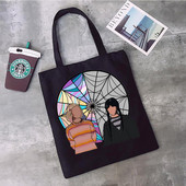 Nevermore Academy Wednesday Addams shopping torba shopper tote shopper eco recycle bag torba reciclaje tkana jute net grab