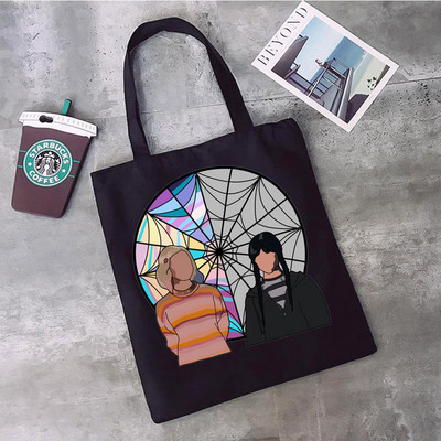 Nevermore Academy Wednesday Addams shopping torba shopper tote shopper eco recycle bag torba reciclaje tkana jute net grab