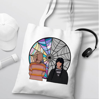 Nevermore Academy Wednesday Addams shopping torba shopper tote shopper eco recycle bag torba reciclaje tkana jute net grab
