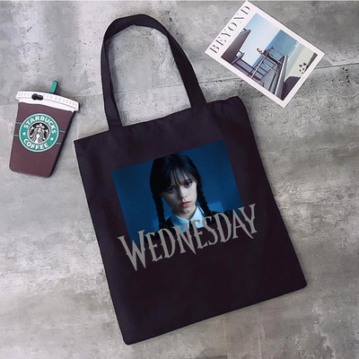 Nevermore Academy Wednesday Addams shopping torba shopper tote shopper eco recycle bag torba reciclaje tkana jute net grab