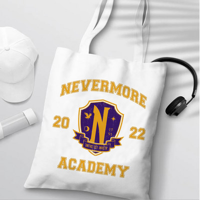 Nevermore Academy Wednesday Addams shopping torba shopper tote shopper eco recycle bag torba reciclaje tkana jute net grab