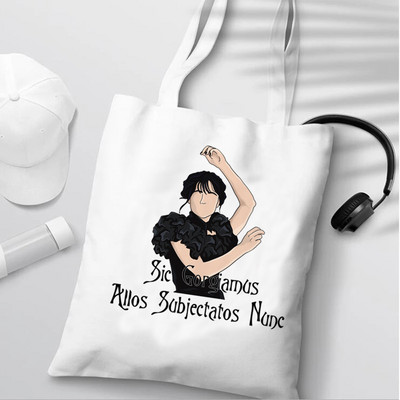 Nevermore Academy Wednesday Addams shopping torba shopper tote shopper eco recycle bag torba reciclaje tkana jute net grab