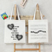 2022 Harajuku All-match Kawaii Cartoon Alphabet Nákupná taška Tote Bag Plátená taška cez rameno Dámska nákupná taška s veľkou kapacitou Tot