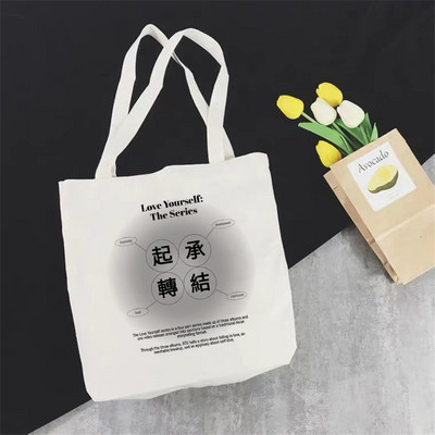 2022 Harajuku All-match Kawaii Cartoon Alphabet Nákupná taška Tote Bag Plátená taška cez rameno Dámska nákupná taška s veľkou kapacitou Tot