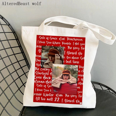 Női válltáska Taylor`s változat PIROS Kawaii Bag Harajuku Shopping Canvas Shopper Bag lány kézitáska Tote Shopper Lady Bag