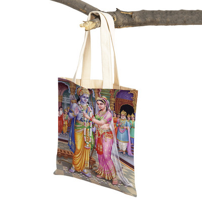 Shiva Ganesha multikas vabaaja naiste ostukott mõlemalt poolt India mütoloogia Korduvkasutatav lõuend tüdrukule reisikäekott õlakott