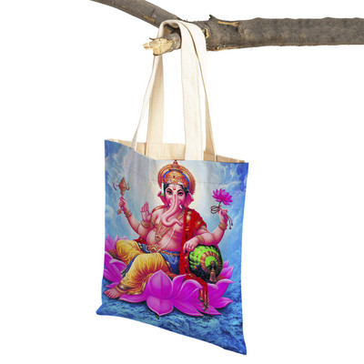Shiva Ganesha multikas vabaaja naiste ostukott mõlemalt poolt India mütoloogia Korduvkasutatav lõuend tüdrukule reisikäekott õlakott