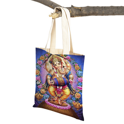 Shiva Ganesha multikas vabaaja naiste ostukott mõlemalt poolt India mütoloogia Korduvkasutatav lõuend tüdrukule reisikäekott õlakott