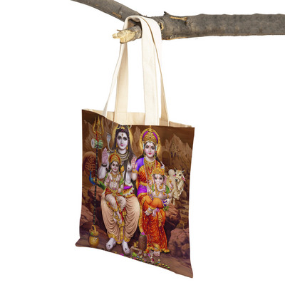 Shiva Ganesha multikas vabaaja naiste ostukott mõlemalt poolt India mütoloogia Korduvkasutatav lõuend tüdrukule reisikäekott õlakott