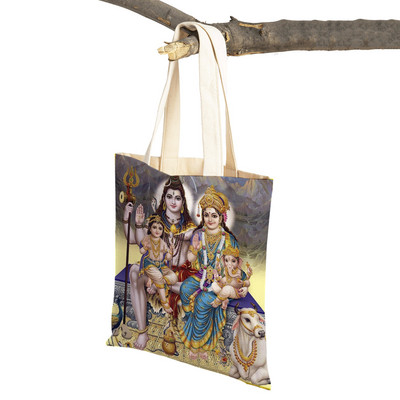 Shiva Ganesha multikas vabaaja naiste ostukott mõlemalt poolt India mütoloogia Korduvkasutatav lõuend tüdrukule reisikäekott õlakott