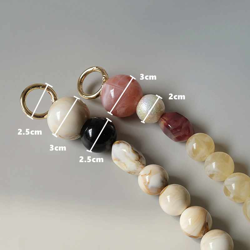 Új divatos női kézitáska-kiegészítő lánc levehető csere fehér bézs szürke gyöngyszíj női váll barkács műgyanta táska lánc