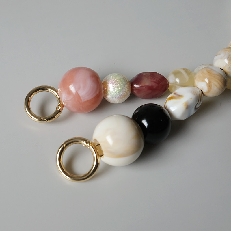 Új divatos női kézitáska-kiegészítő lánc levehető csere fehér bézs szürke gyöngyszíj női váll barkács műgyanta táska lánc