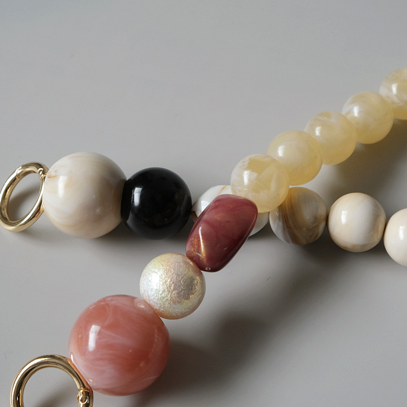 Új divatos női kézitáska-kiegészítő lánc levehető csere fehér bézs szürke gyöngyszíj női váll barkács műgyanta táska lánc