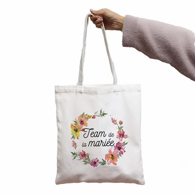 Team Bride Print Menyasszonyparti Bevásárlás Vászontáska Esküvői Női Válltáska Csapat Menyasszony Grafikus Leánybúcsú Női EVJF Kézitáska