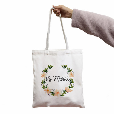 Team Bride Print Menyasszonyparti Bevásárlás Vászontáska Esküvői Női Válltáska Csapat Menyasszony Grafikus Leánybúcsú Női EVJF Kézitáska