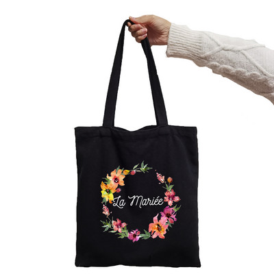 Team Bride Print Menyasszonyparti Bevásárlás Vászontáska Esküvői Női Válltáska Csapat Menyasszony Grafikus Leánybúcsú Női EVJF Kézitáska