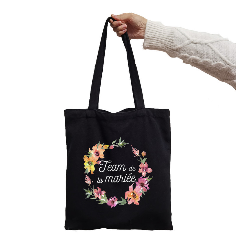 Team Bride Print Menyasszonyparti Bevásárlás Vászontáska Esküvői Női Válltáska Csapat Menyasszony Grafikus Leánybúcsú Női EVJF Kézitáska