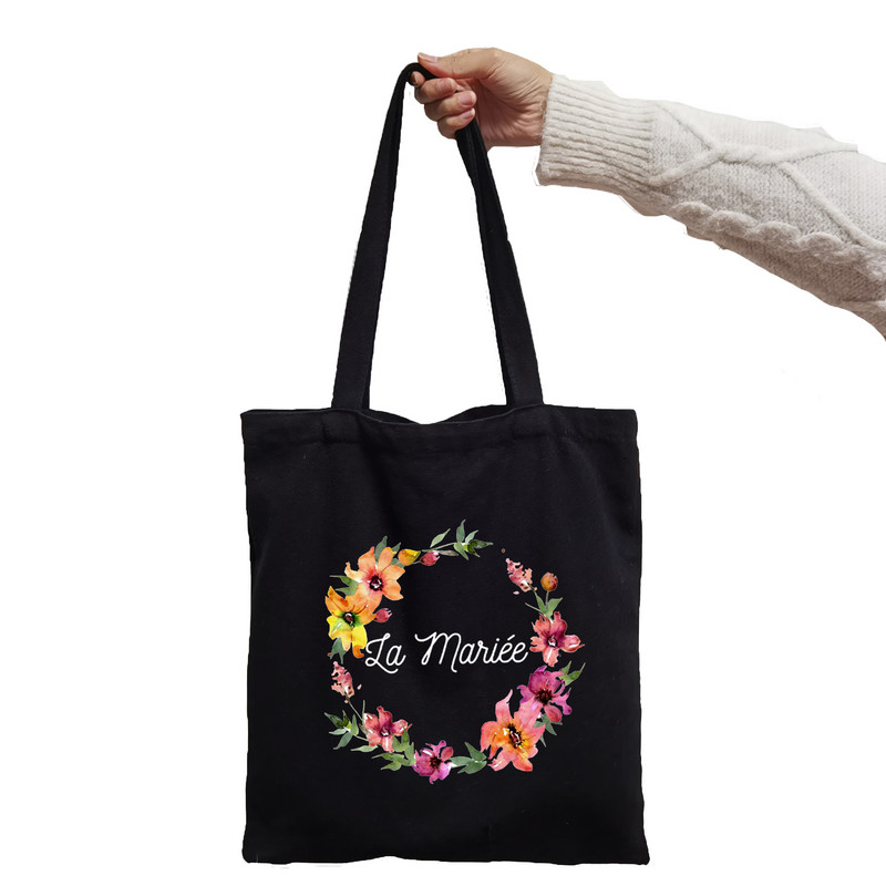 Team Bride Print Menyasszonyparti Bevásárlás Vászontáska Esküvői Női Válltáska Csapat Menyasszony Grafikus Leánybúcsú Női EVJF Kézitáska