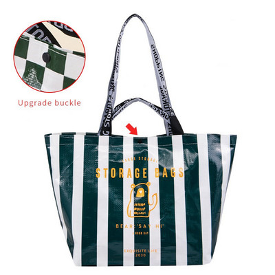 PURDORED 1 db női nagy bevásárlótáska, vízálló újrafelhasználható nejlon, személyre szabott tároló kézitáska válltáska, újrahasználható élelmiszer-táska