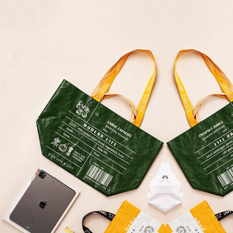 PURDORED 1 db női nagy bevásárlótáska, vízálló újrafelhasználható nejlon, személyre szabott tároló kézitáska válltáska, újrahasználható élelmiszer-táska