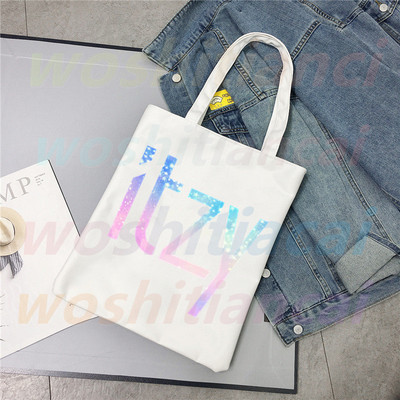 ITZY Logo Kpop koreai lányok csoportja Ulzzang vásárlói táska nyomtatott vászon hordtáska kézitáska Női táska Harajuku válltáska