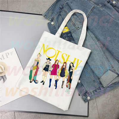 ITZY Logo Kpop koreai lányok csoportja Ulzzang vásárlói táska nyomtatott vászon hordtáska kézitáska Női táska Harajuku válltáska