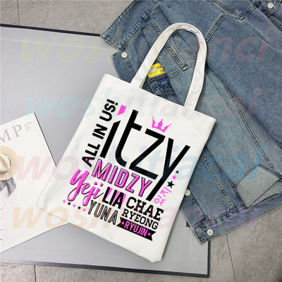 ITZY Logo Kpop koreai lányok csoportja Ulzzang vásárlói táska nyomtatott vászon hordtáska kézitáska Női táska Harajuku válltáska