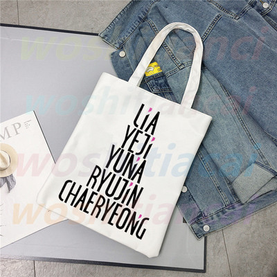 ITZY Logo Kpop koreai lányok csoportja Ulzzang vásárlói táska nyomtatott vászon hordtáska kézitáska Női táska Harajuku válltáska