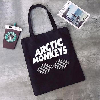 Τσάντα αγορών Arctic Monkeys Sound Wave Rock Band Τσάντα αγορών Canvas Shopper Fashion Τσάντα ώμου μεγάλης χωρητικότητας Τσάντα τσάντα παραλίας